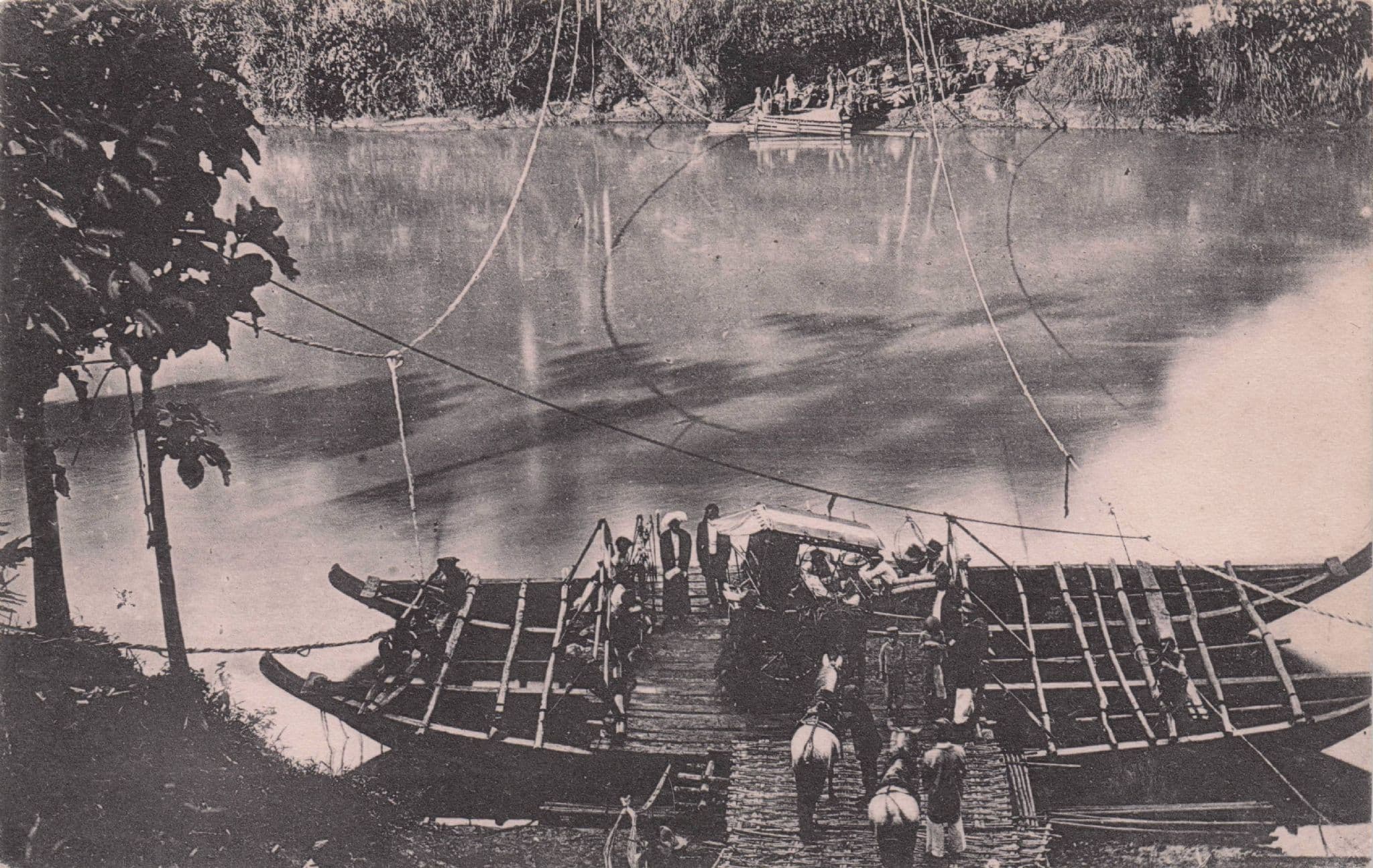 Fishing Boats at Erretan Pont Bridge Indonesia Old Postcard