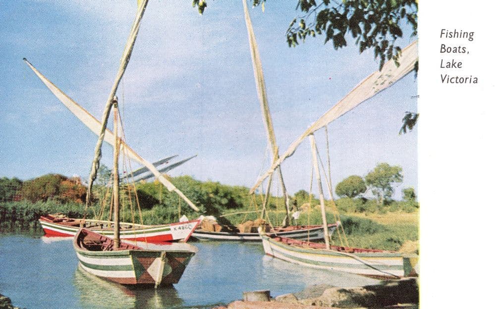 Fishing Boats Lake Victorian Kenya African Vintage Postcard