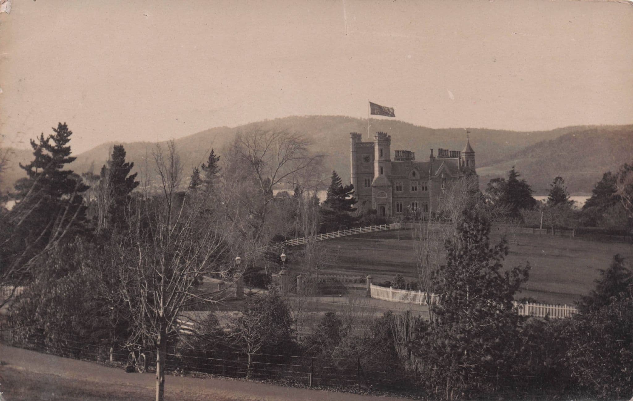 Flag Stately Home Hobart Tasmania Australia Rare Old RPC Postcard
