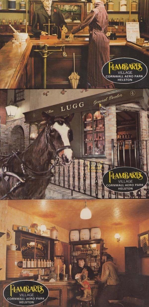 Flambards Cornwall Chemist Shoemakers Blacksmiths Pub 3x Mint Postcard s