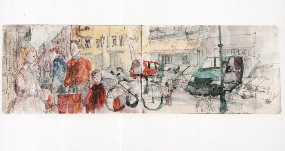 Flea Market Bicycles Kausenerplatz Berlin German Painting Postcard
