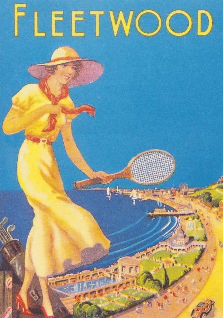 Fleetwood Holiday Brochure Cover 1930s Tennis Game Advertising Postcard