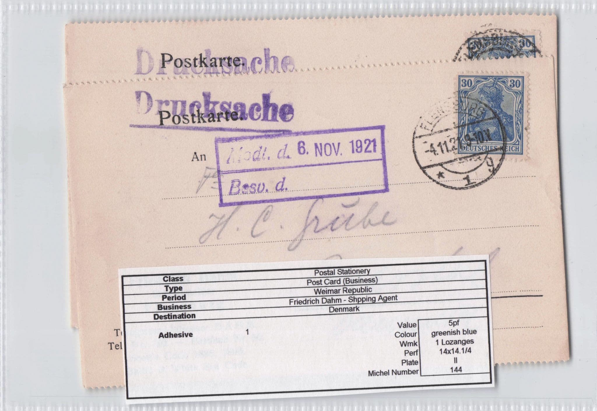 Flensburg Friedrich Damm Shipping Agent German 2x Old Postcard s