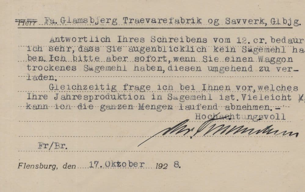 Flensburg German Coal Wood Trader Railroad to Denmark Old Postcard