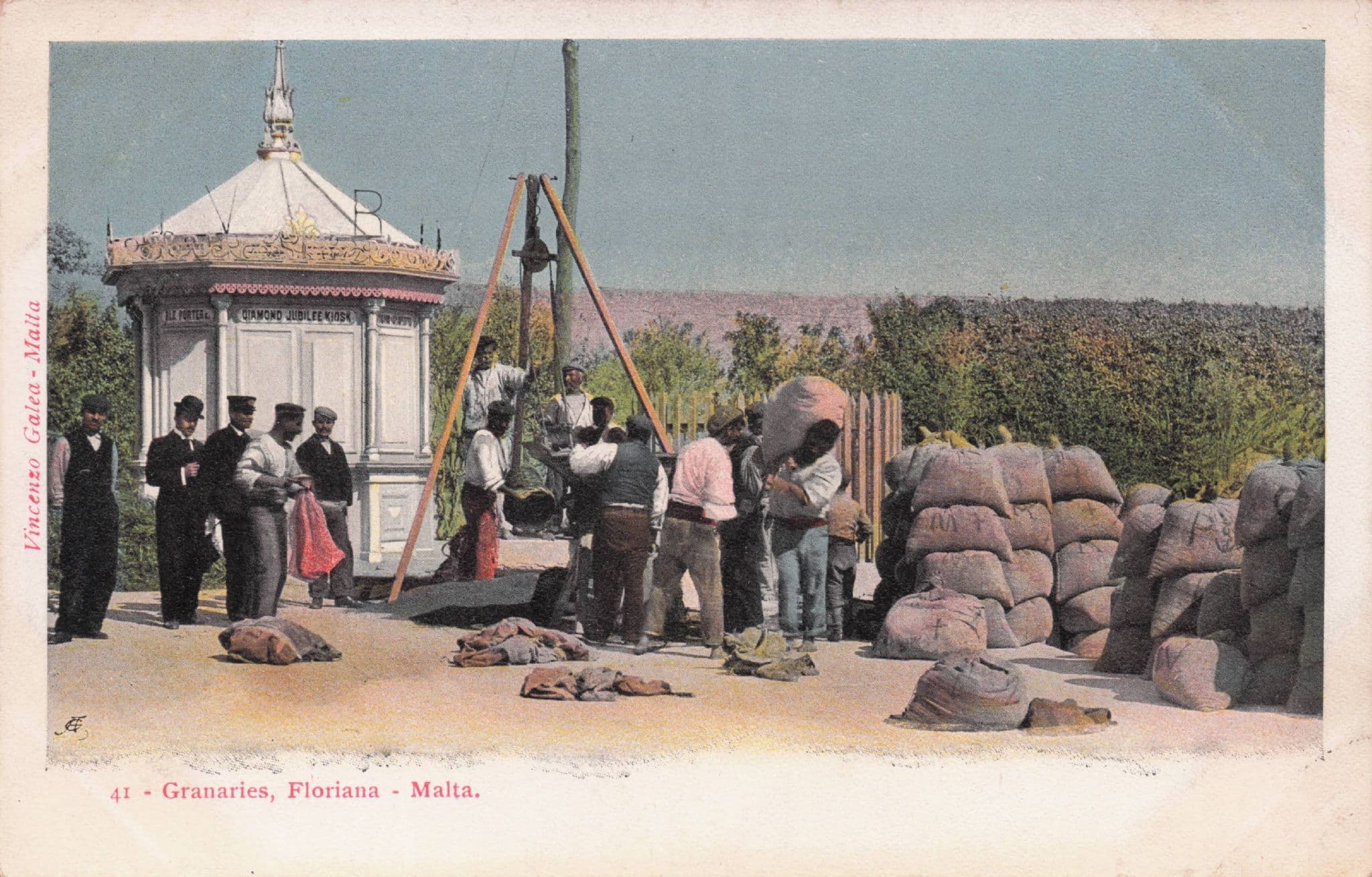 Floriana Malta Granaries Scales Weighing Industry Antique Postcard