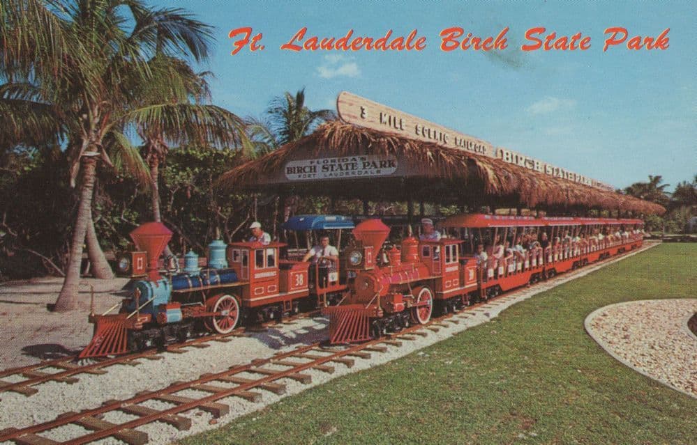 Florida's Birch State Park Train Railway Postcard