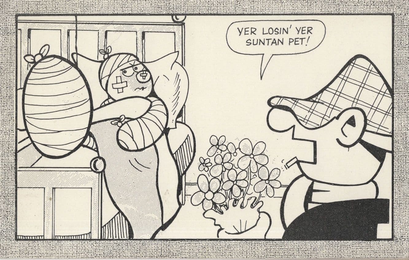 Flowers For Flo In Hospital Plastercast Andy Capp Comic Postcard