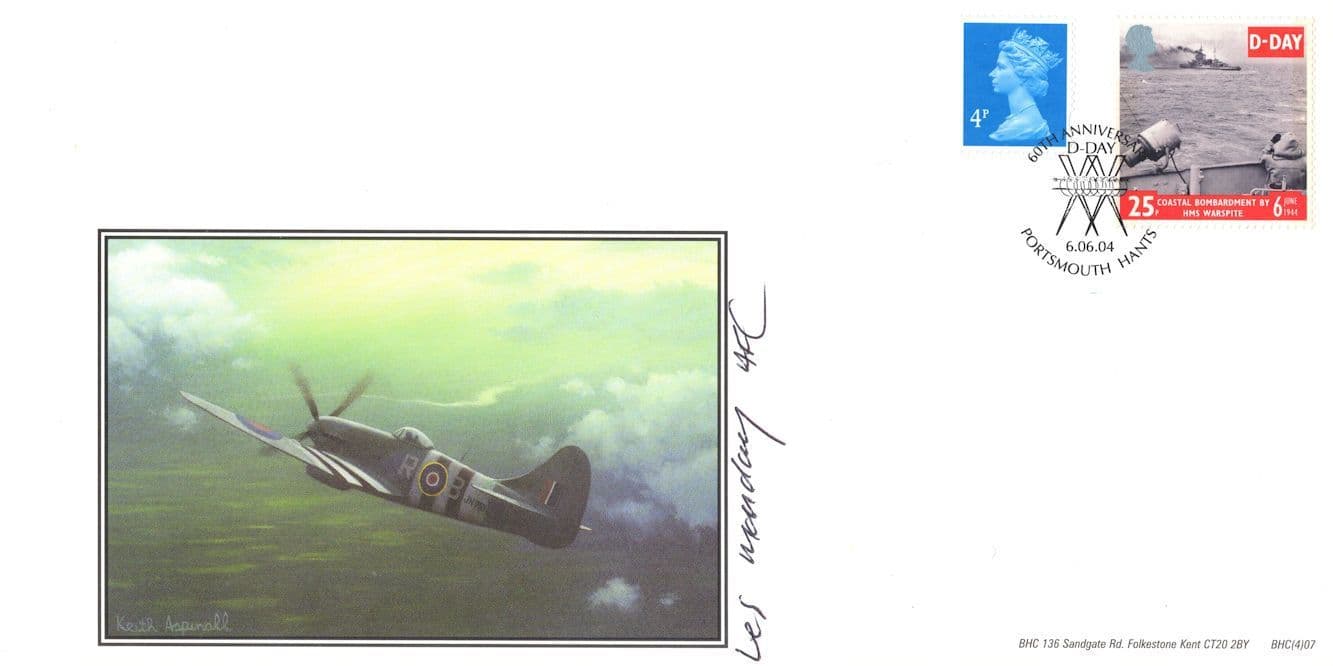 Flt Lt Les Monday DFC Tempest 257 Squadron D-Day Pilot LTD TO 47 Hand Signed FDC