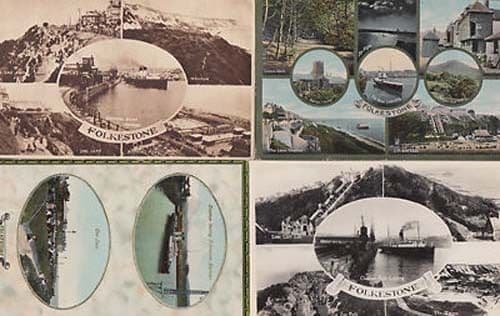 Folkestone Kent 4x Boat Steamer Leaving Harbour Postcard s Bundle