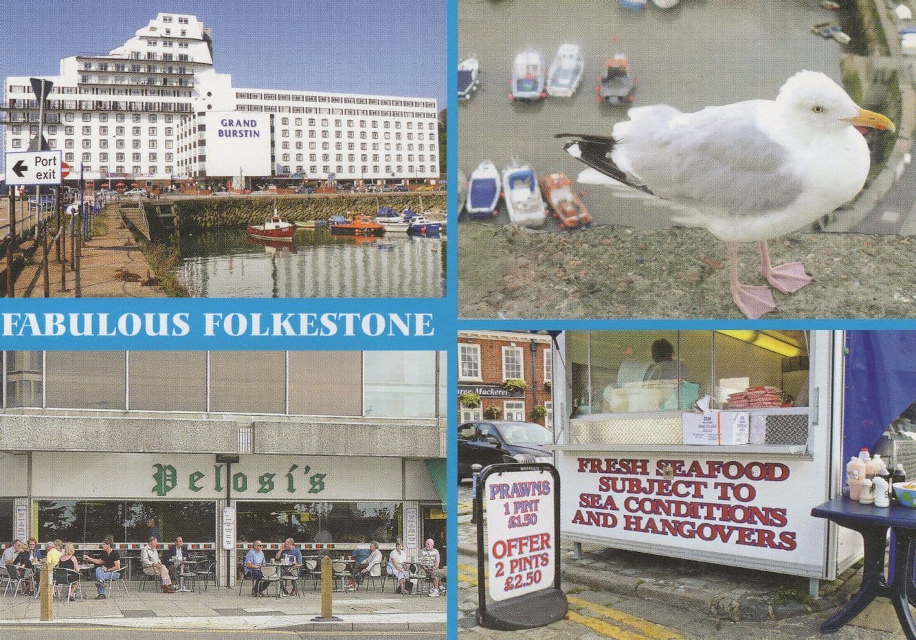 Folkestone Seafood Market Stall Birds Grand Burstein Pelosis Postcard