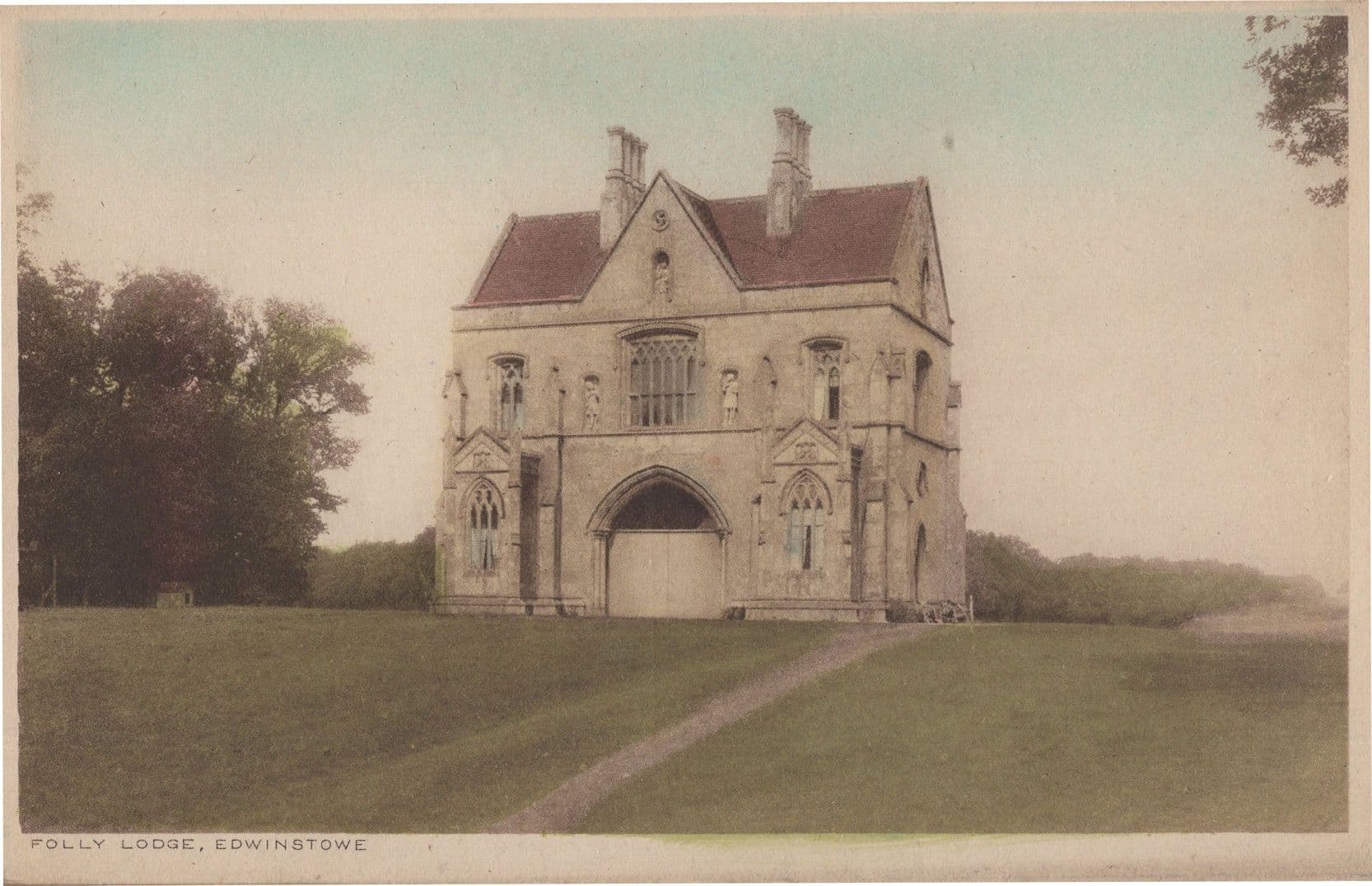 Folly Lodge Edwinstowe Dukes Gothic Home Notts Old Postcard