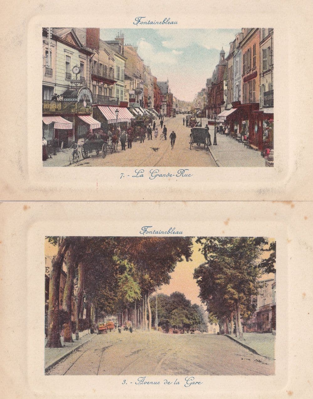 Fontainebleu Avenue De La Gare Grande Rue 2x French Antique Postcard s