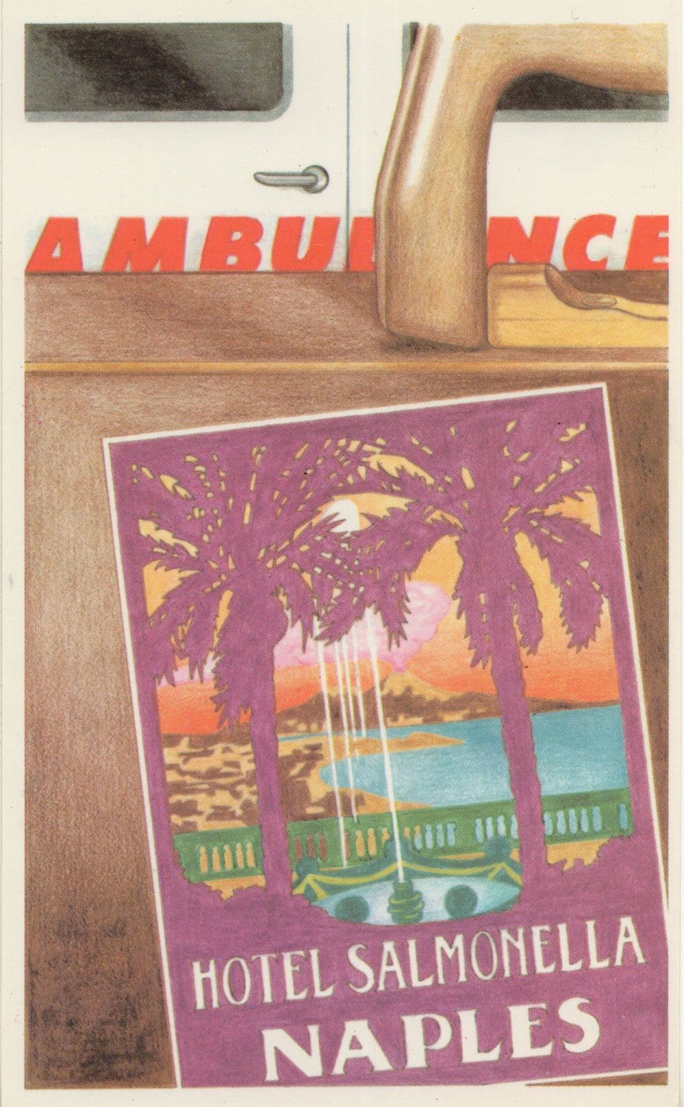 Food Poisoning in Napes Italy Salmonella Ambulance Comic Postcard