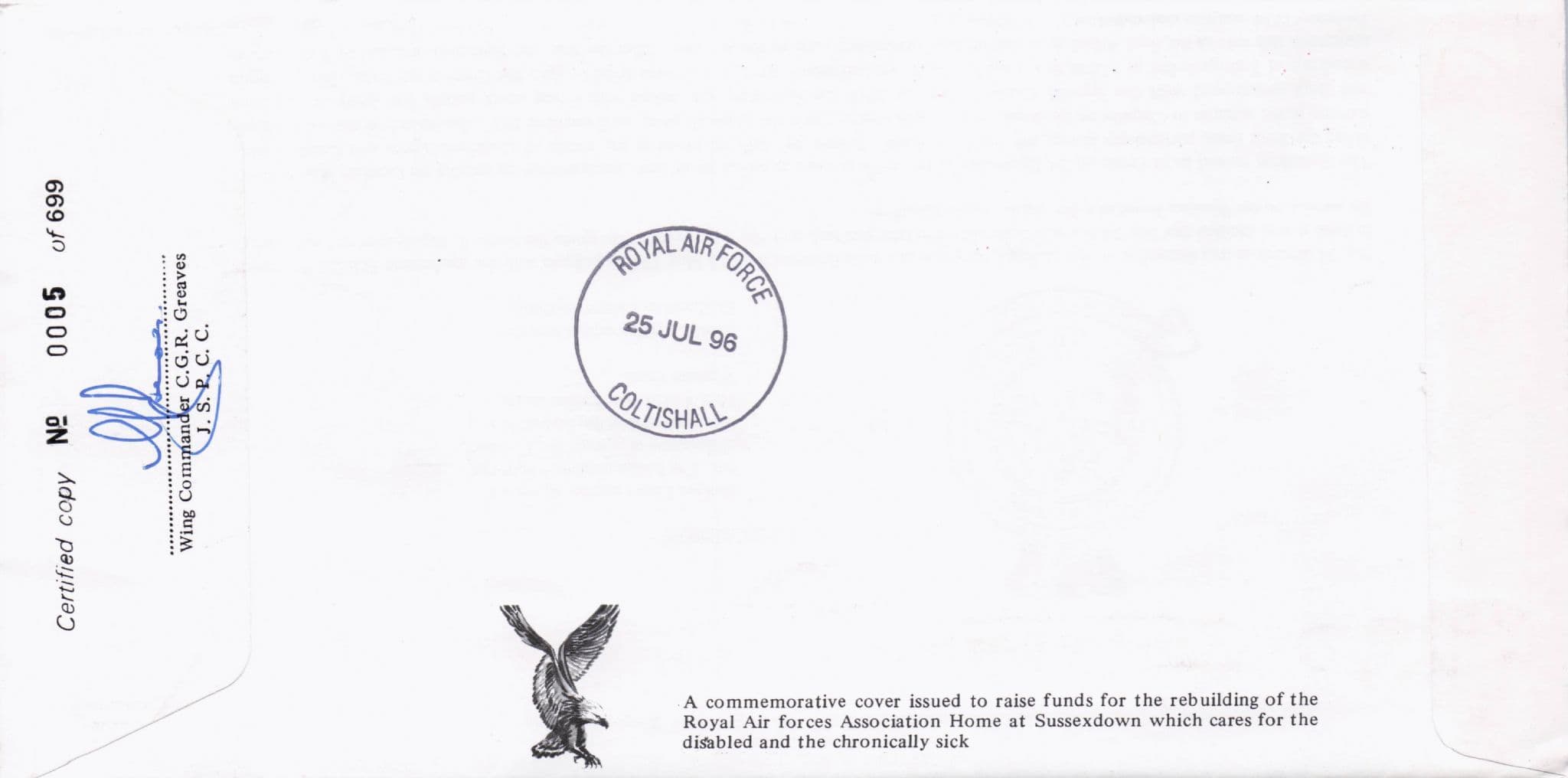 Football Legends Sport 1996 Military Squadrons Of The Royal Air Force Hand Signed FDC