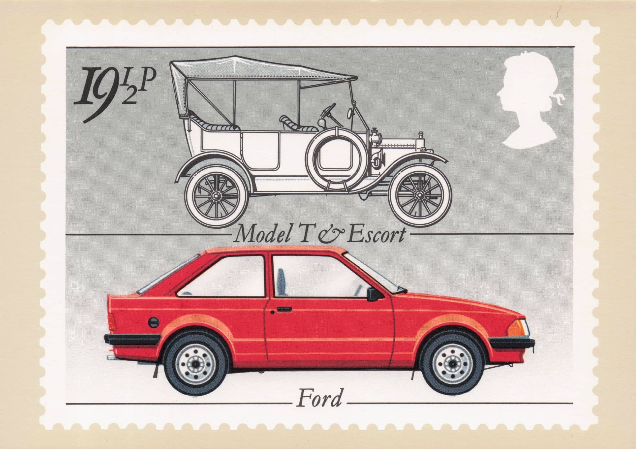 Ford Model T & Escort Classic Cars Royal Mail Limited Edn Stamp Postcard