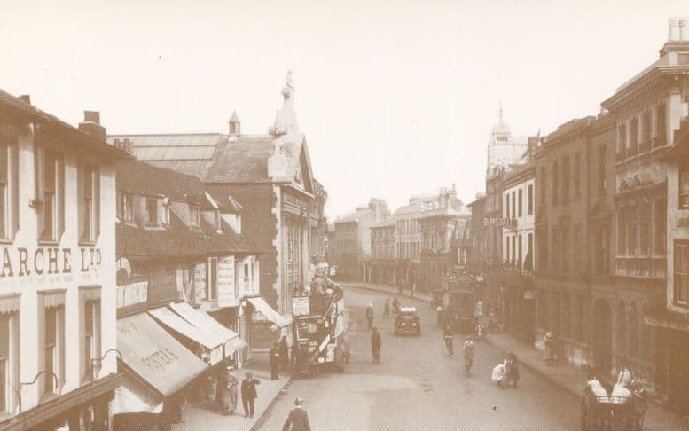 Fore Street Hertford Open Top 1920s Bus RPC Postcard