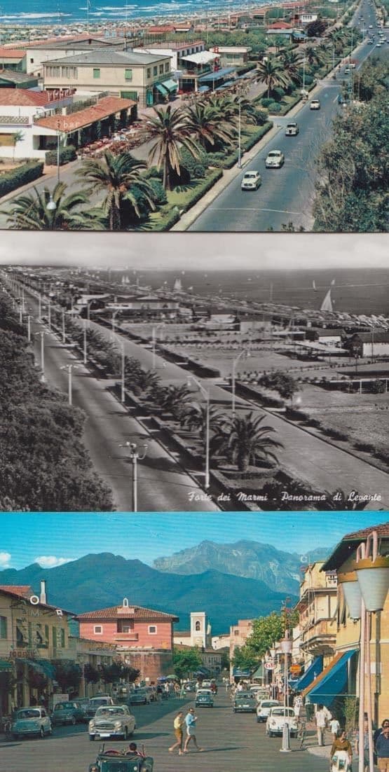Forte Del Dei Marmi West Avenue Spinetti St 1980s & Vintage Aerial 3x Postcard