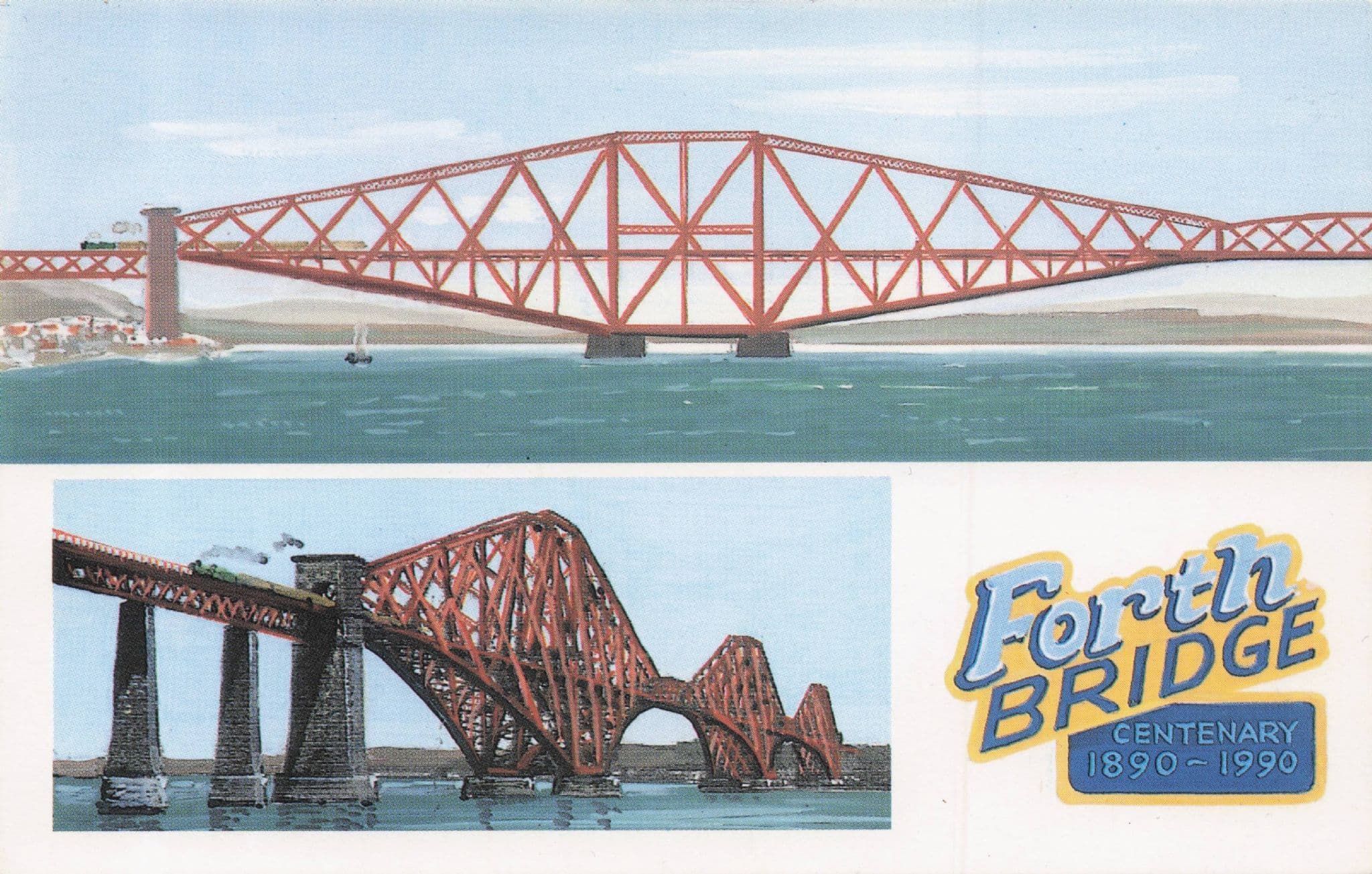 Forth Bridge Centenary Artist Painting Postcard