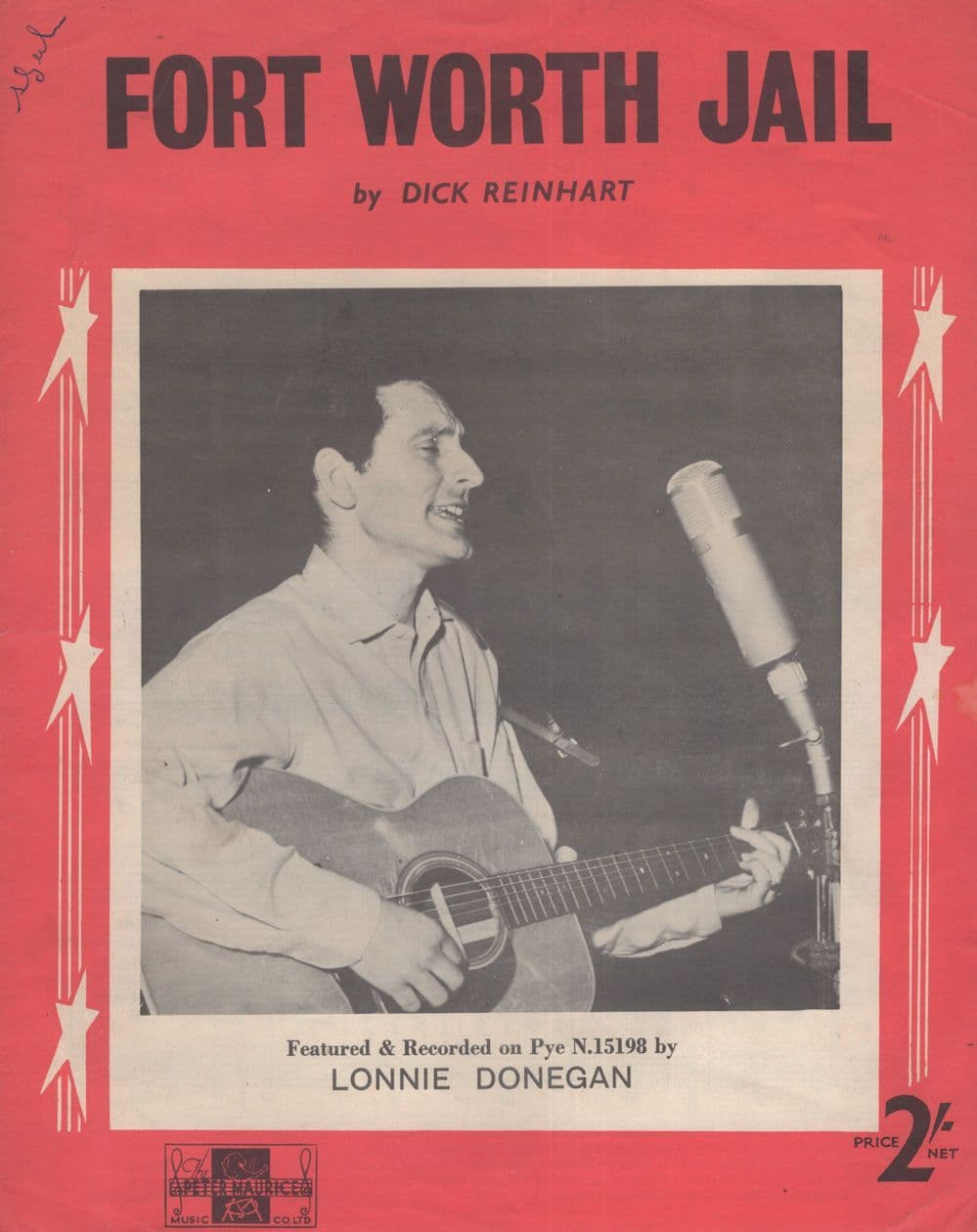 Forth Worth Jail Lonnie Donegan Rare Pye 1959 Sheet Music