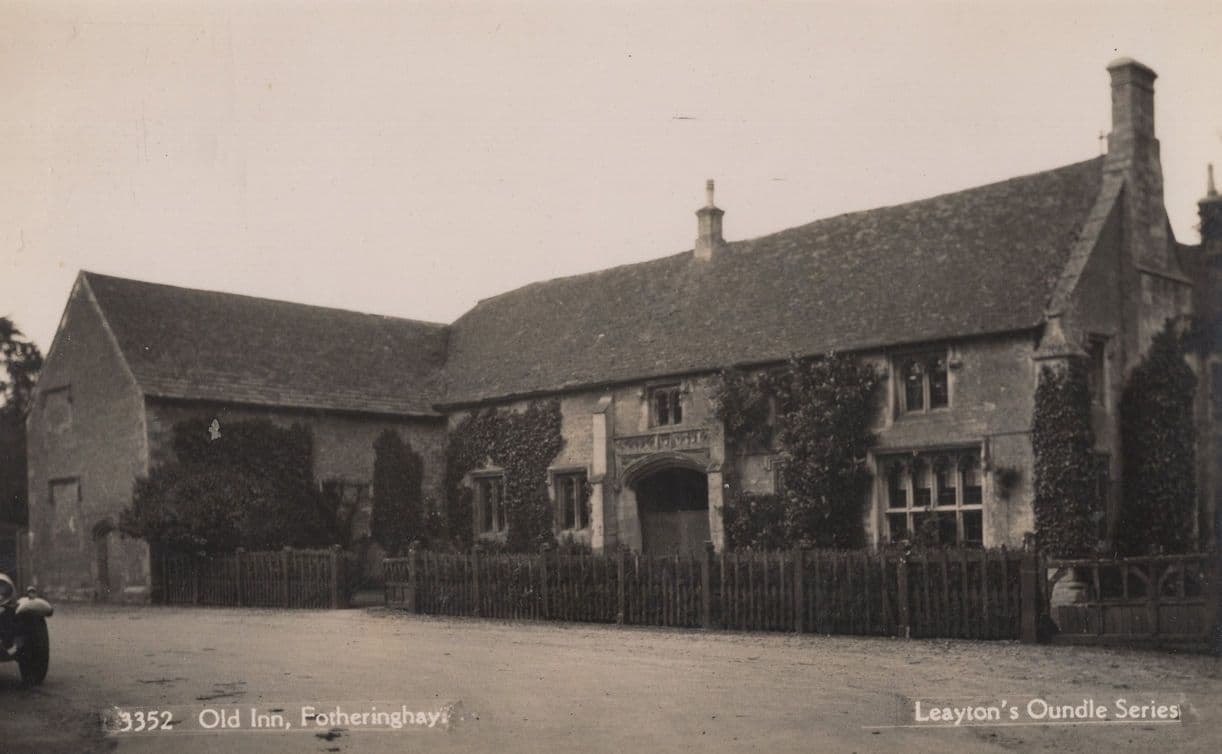 Fotheringhay Old Inn Pub Antique Real Photo Northampton Postcard