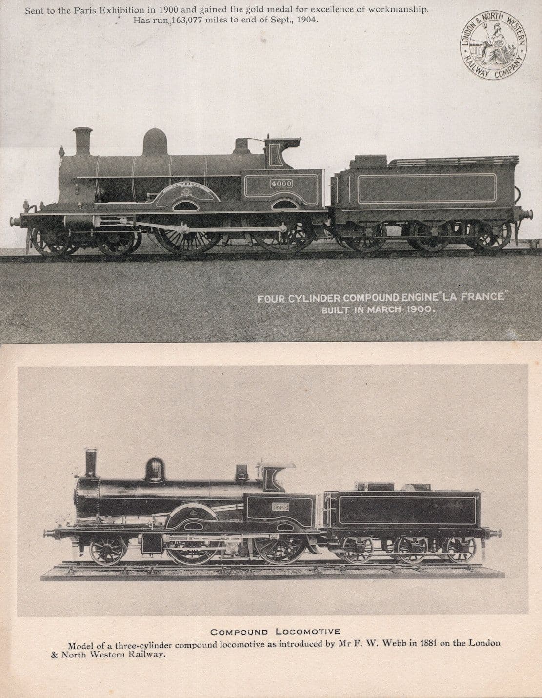 Four Cylinder Compound Engine 2x Antique Train Postcard s
