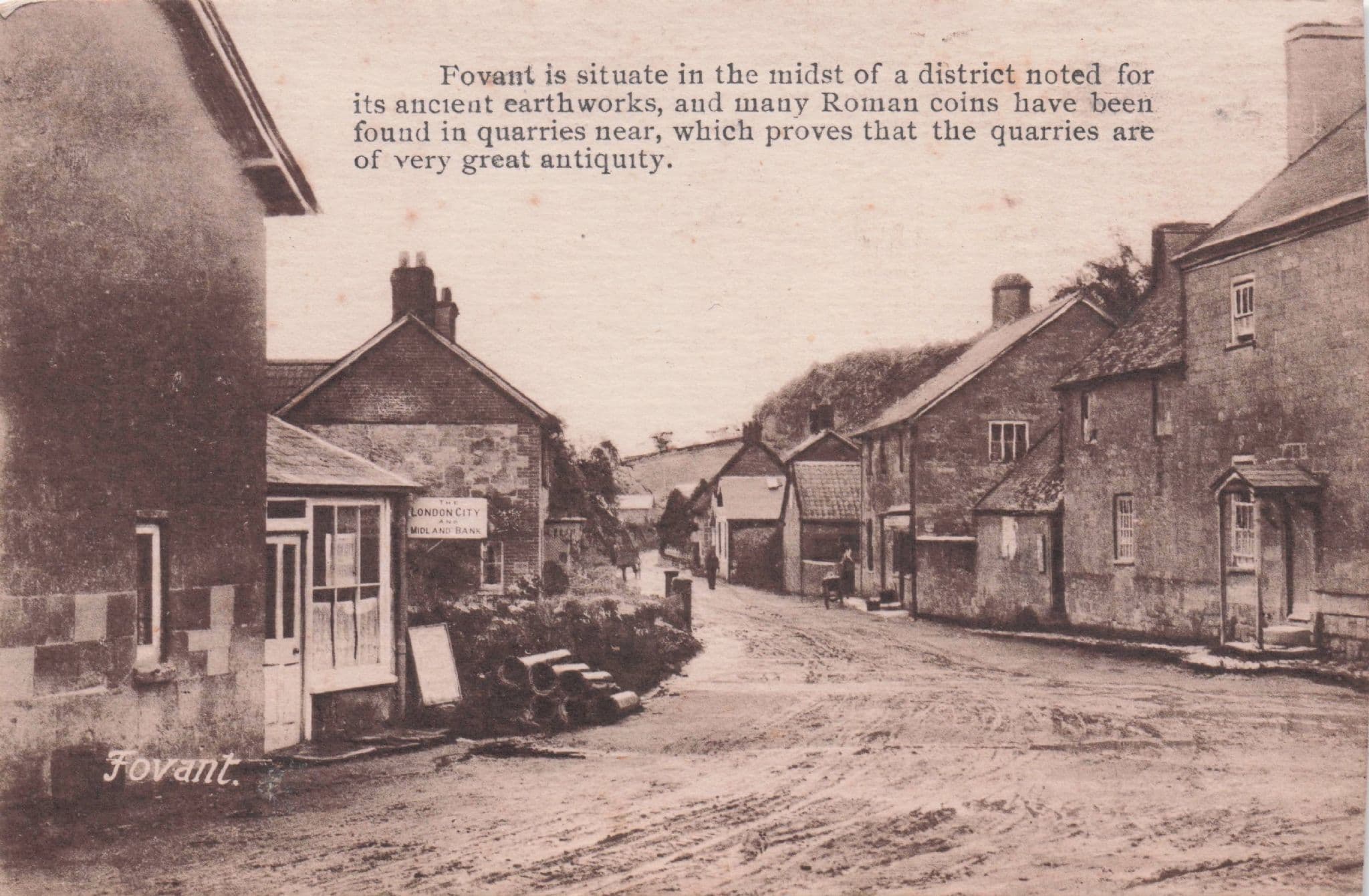 Fovant Roman Coins Midland Bank Wiltshire Antique Rare Postcard