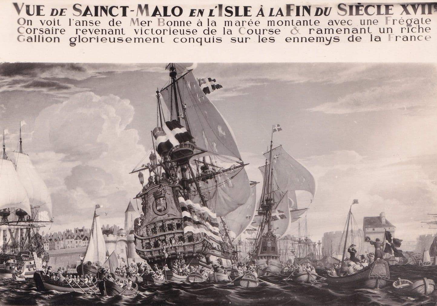 France Vue de Sainct-Malo en L'Isle a la Fin du Siecle XVII Bateaux Postcard