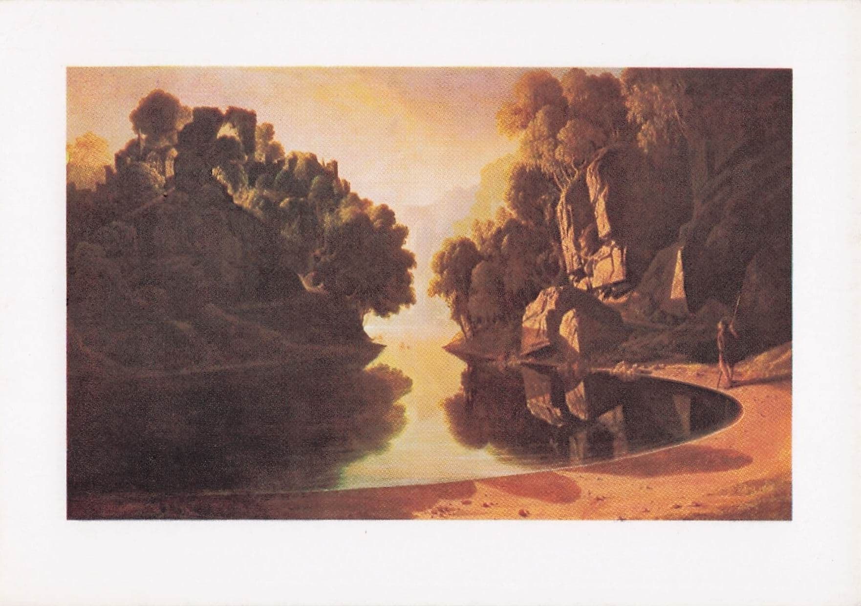 Francis Daddy The Tranquil Lake Through A Ruined Abbey Painting Postcard