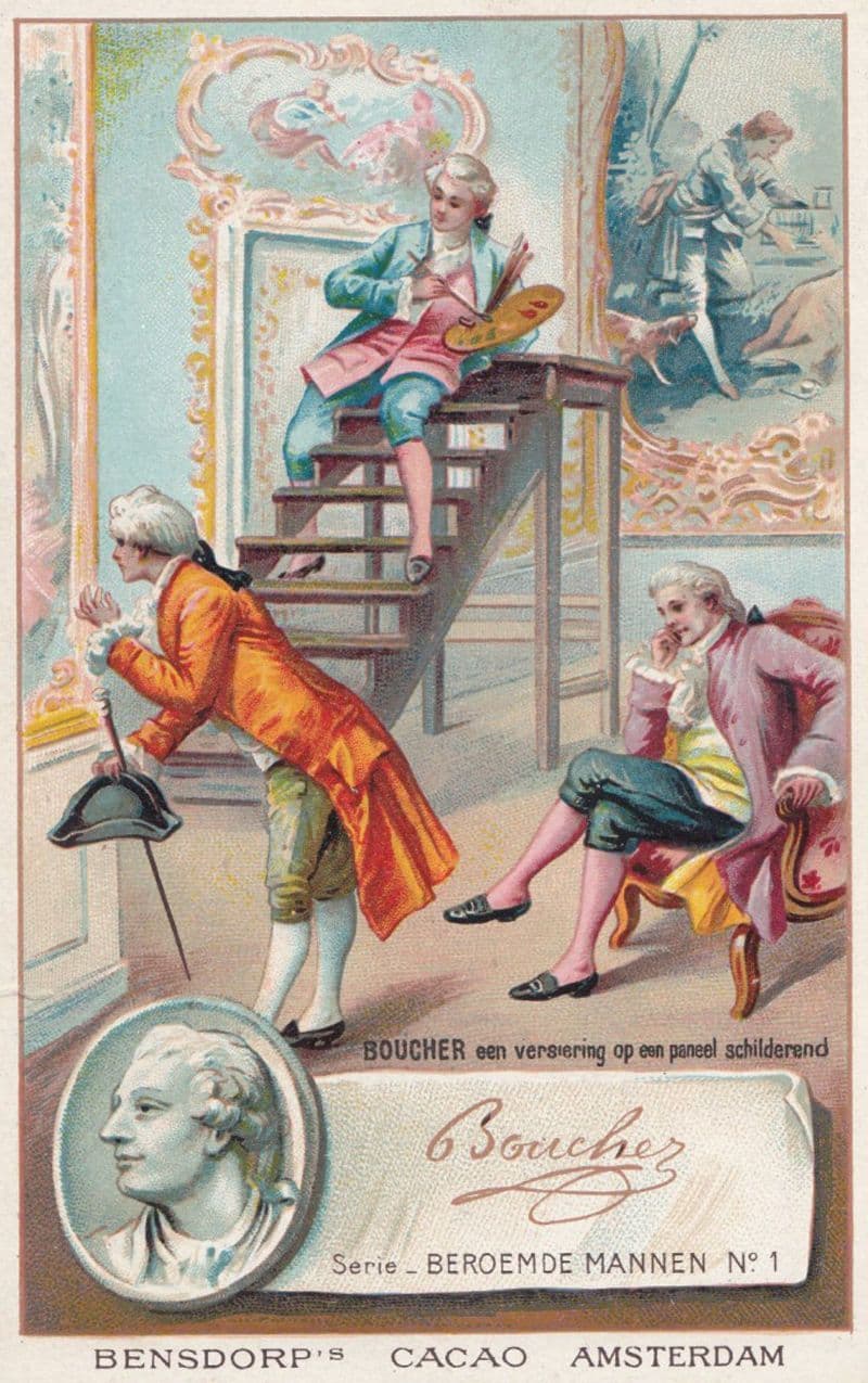 Francois Boucher French Painter Printed Signed Bendorps Postcard Old Trade Card