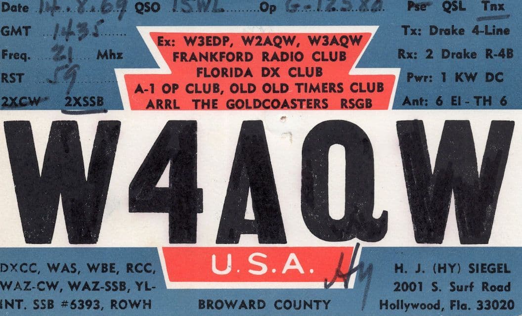 Frankford Radio Club Florida Pensioners USA Old Timers Radio Postcard QSL Card