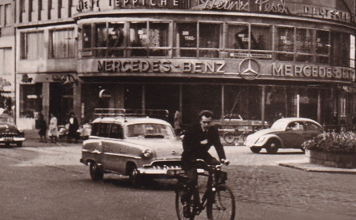 Frankfurt Bicycle Juniorhaus Mercedes Benz Car Showroom German RPC Postcard