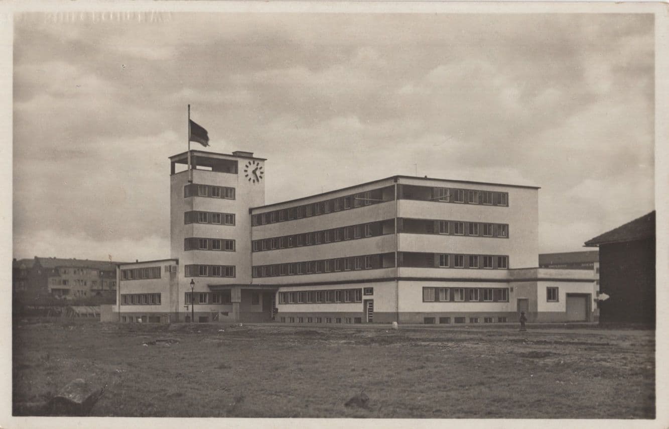 Frankfurt Main Haus der Jugend Flag Clock Real Photo German Postcard