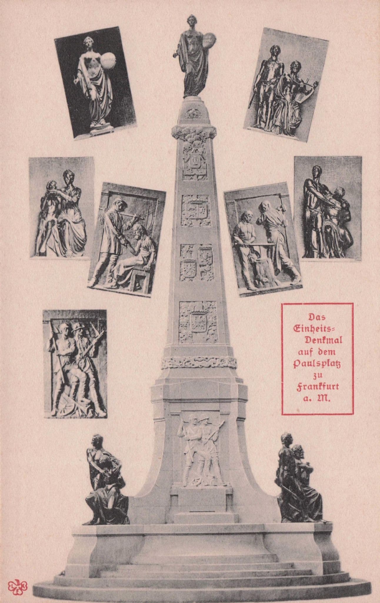 Frankfurt Paulsplatz Statue Art Views Rare German Antique Postcard