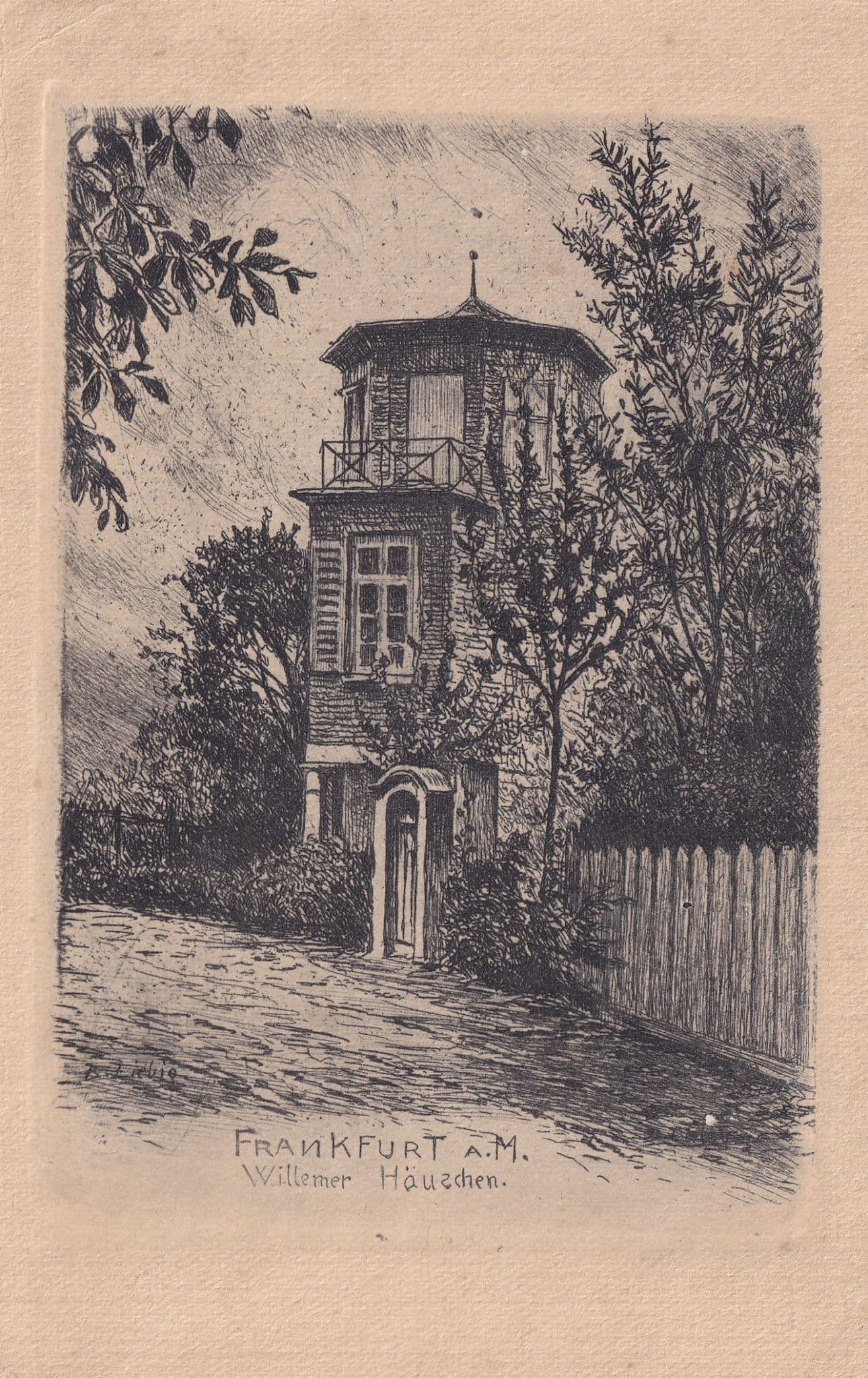 Frankfurt Willemer Hauzden Antique German Postcard