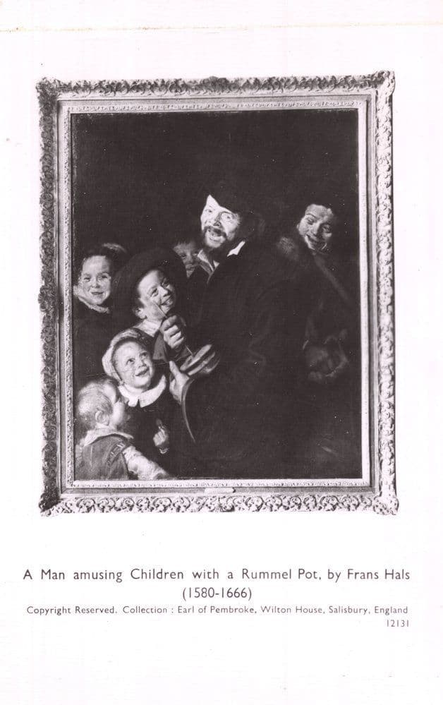 Frans Hals A Man Amusing Children With A Rummel Pot Painting Postcard