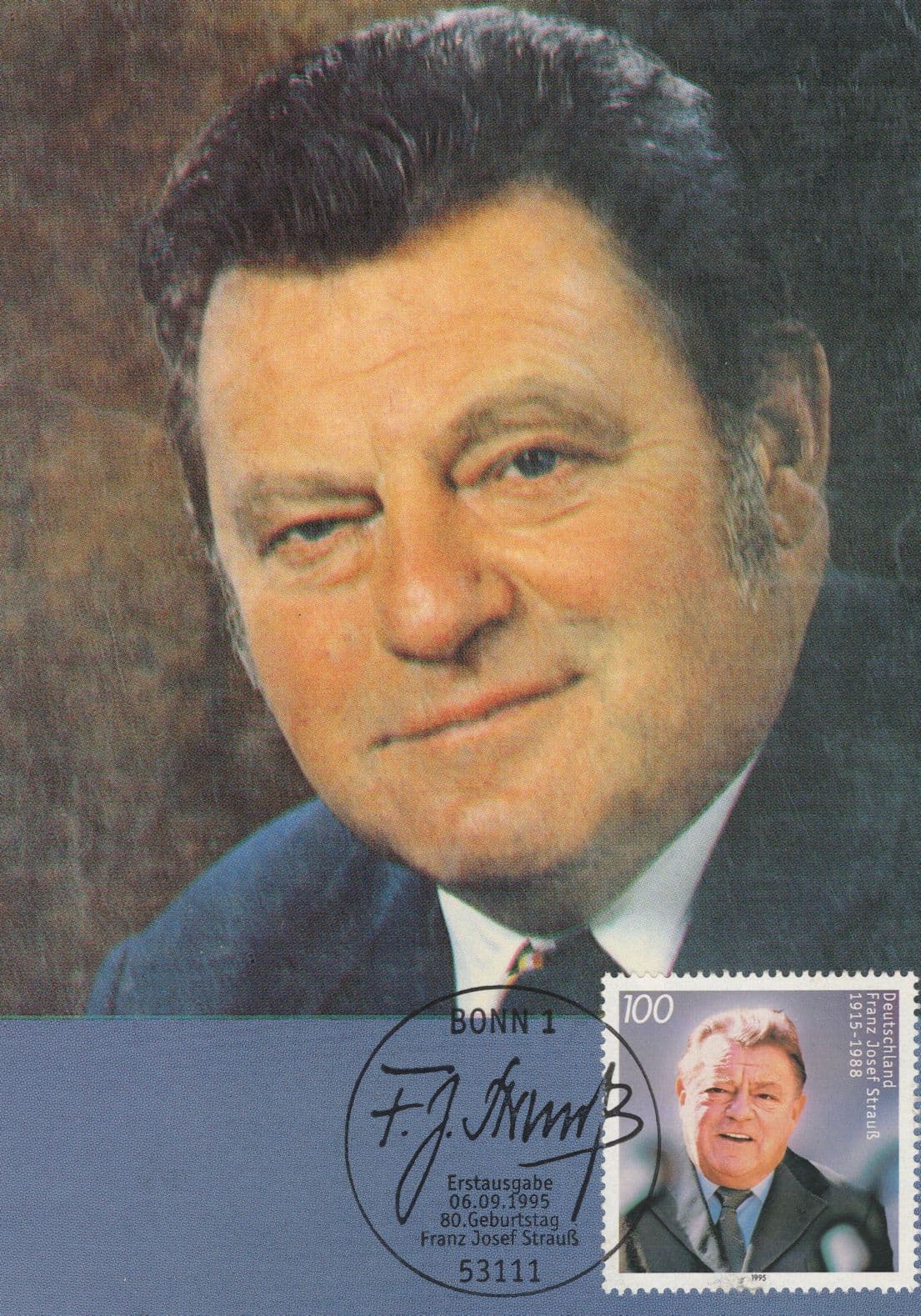 Franz Josef Strauss German Bavaria President FDC Postcard