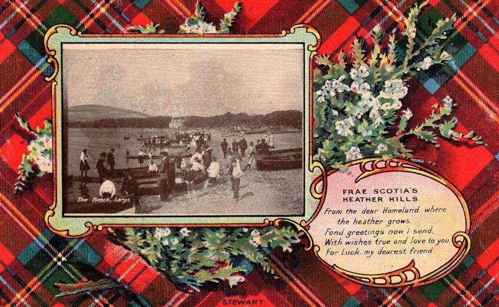 Fraser Frae Scotias Hills Harbour and Fleet Heather Hills Scottish Postcard