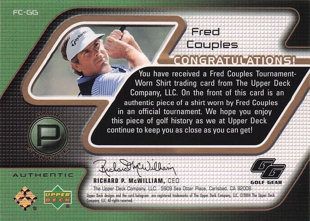 Fred Couples Golf Gear Player Shirt Swatch Upper Deck Card