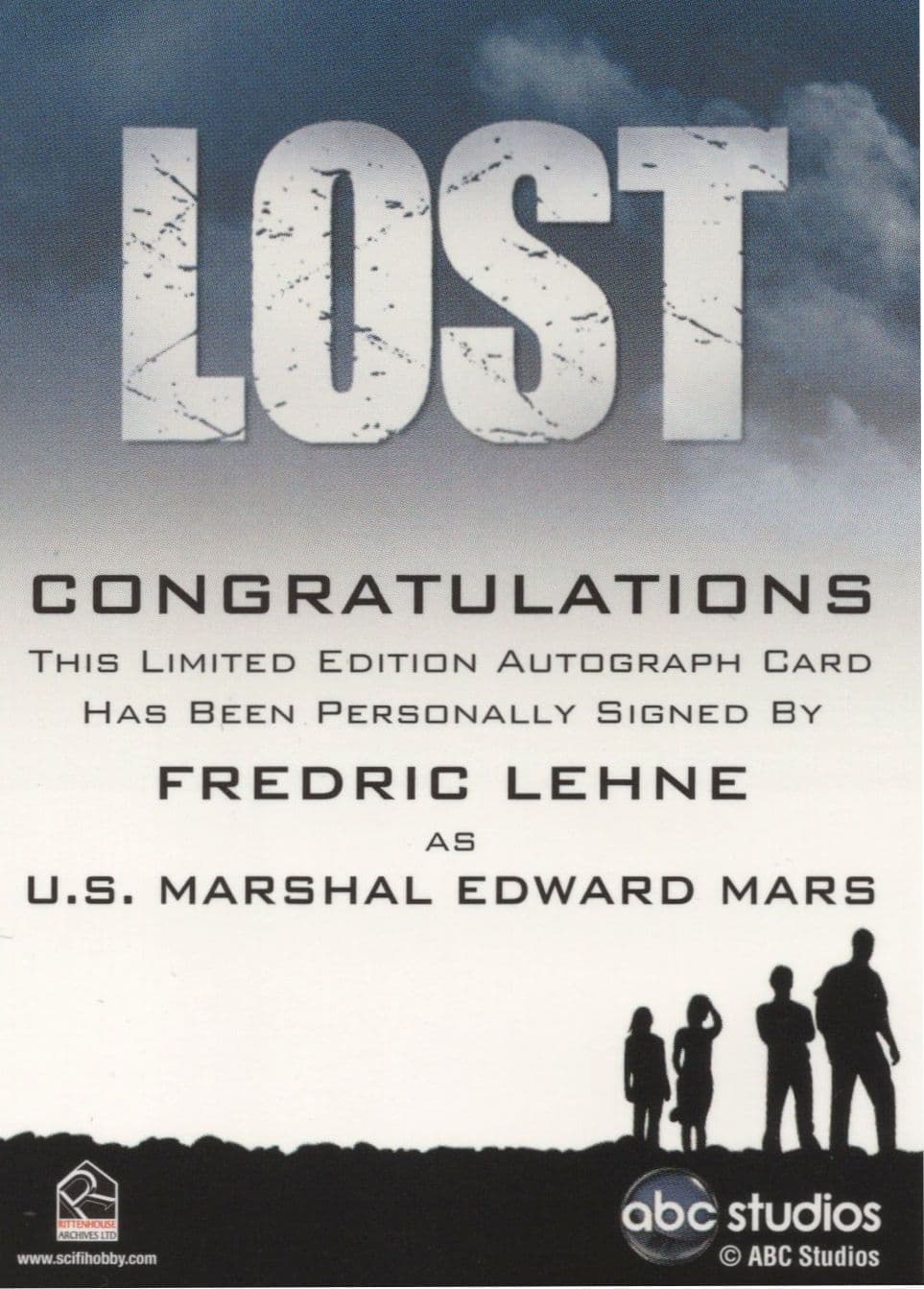 Frederic Lehne Lost TV Show Official Hand Signed Autograph Card