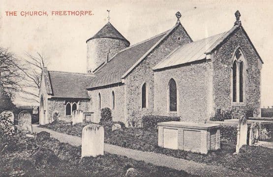 Freethorpe Church Norfolk Village Antique Postcard