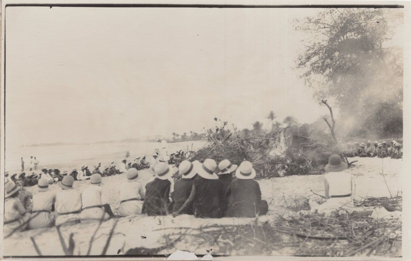 Freetown Girl Guides Day 1932 Camp Fire Lumley Durham Antique Postcard