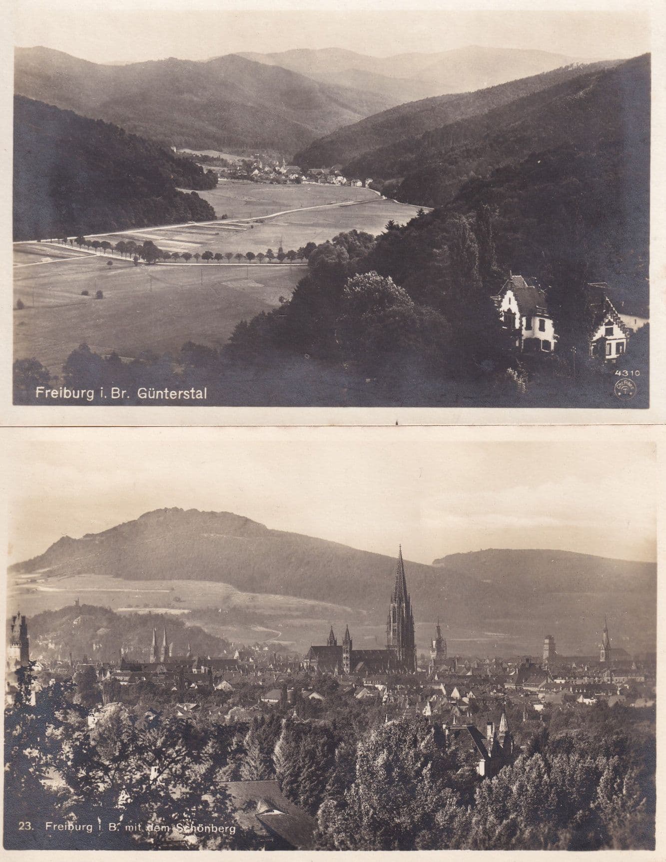 Freiburg Gunterstal Schonberg Aerial 2x German Old Postcard s