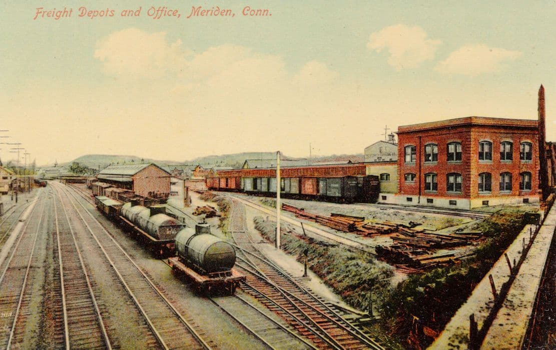 Freight Depots & Office Meriden Connecticut USA Rail Train Postcard