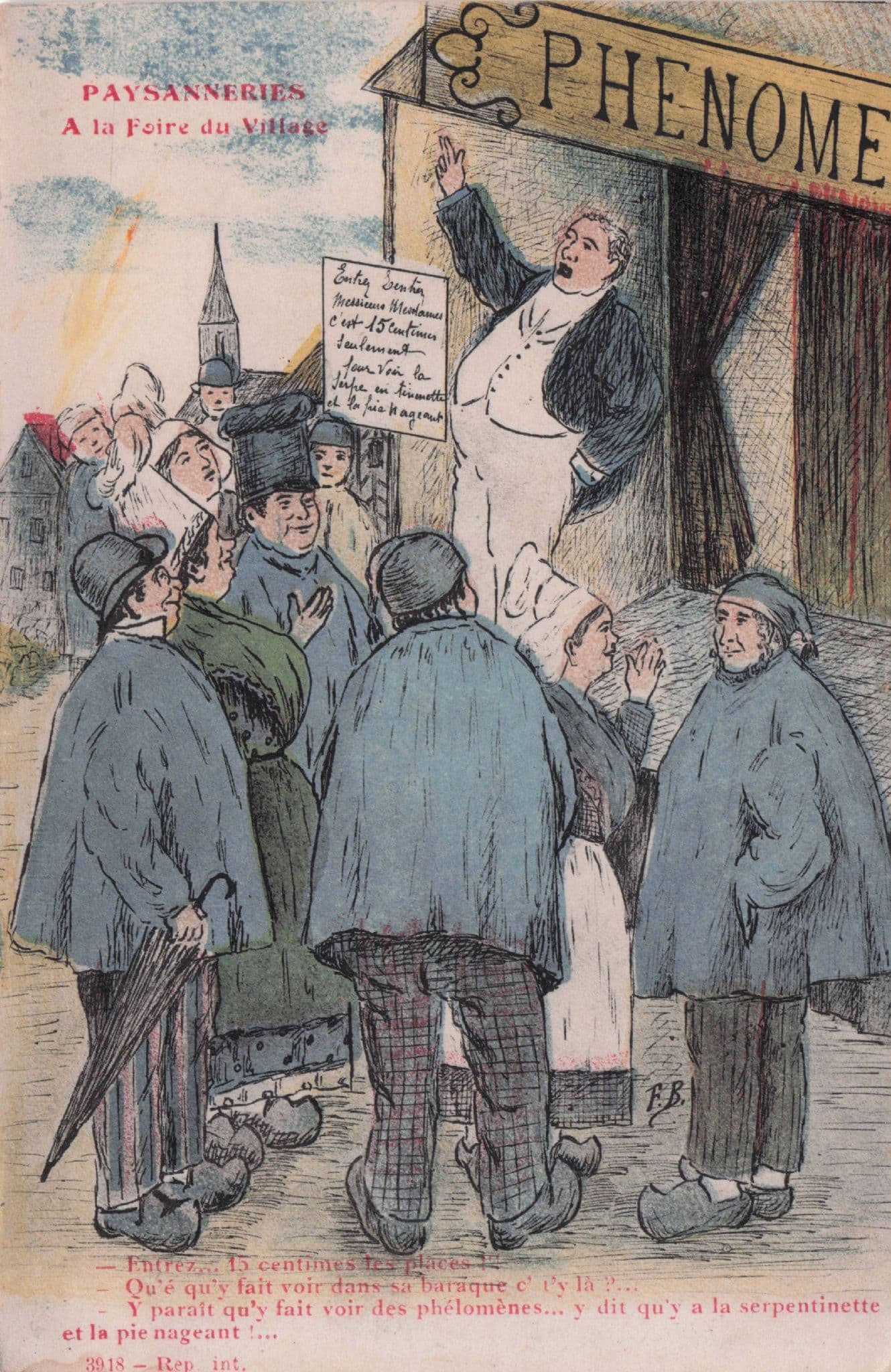 French Circus Paysanneries Fair Tent Antique Comic Postcard