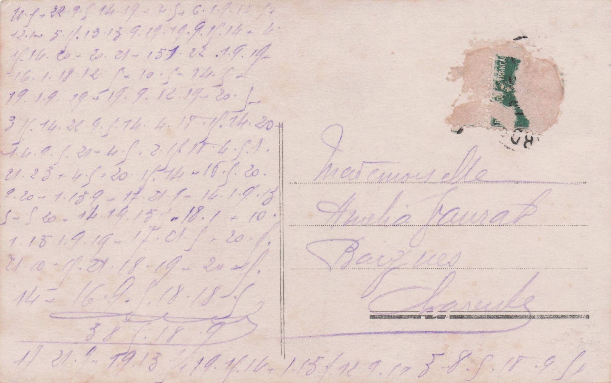 French Dominant Man Kissing Lady Old Secret Code Romantic Postcard