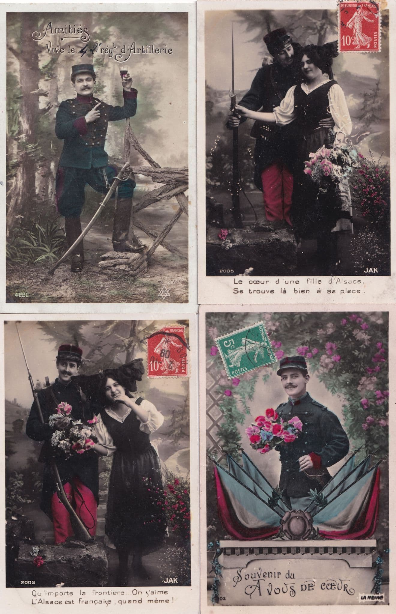 French Frontline Military Soldier Romance RPC 4x Postcard