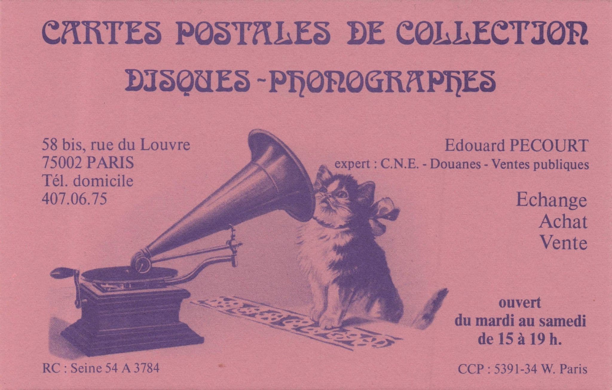 French HMV Record Player Crazy Cat Ephemera Collector Postcard