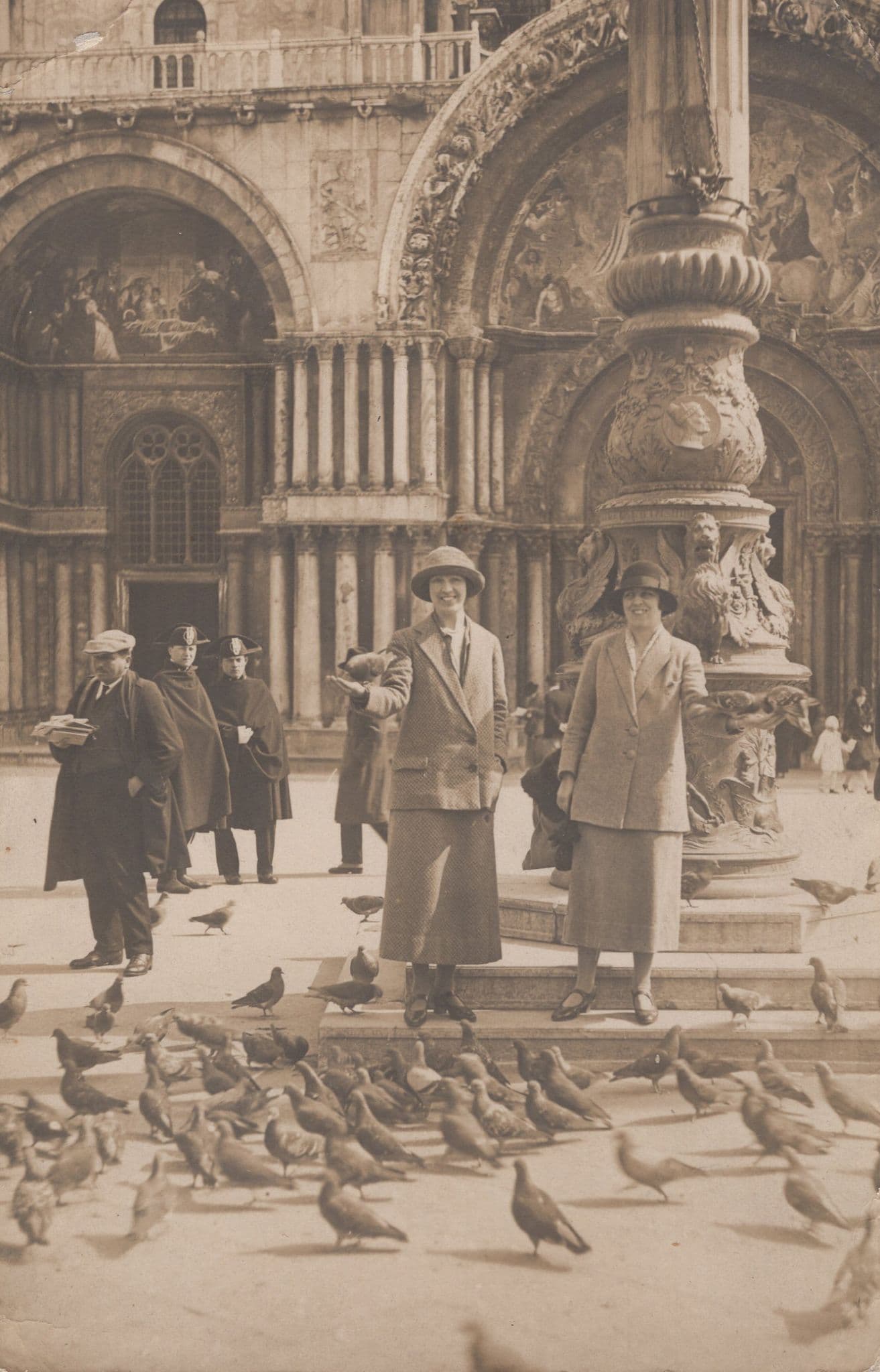 French Police Officers Watching Bird Tamers France Old Postcard