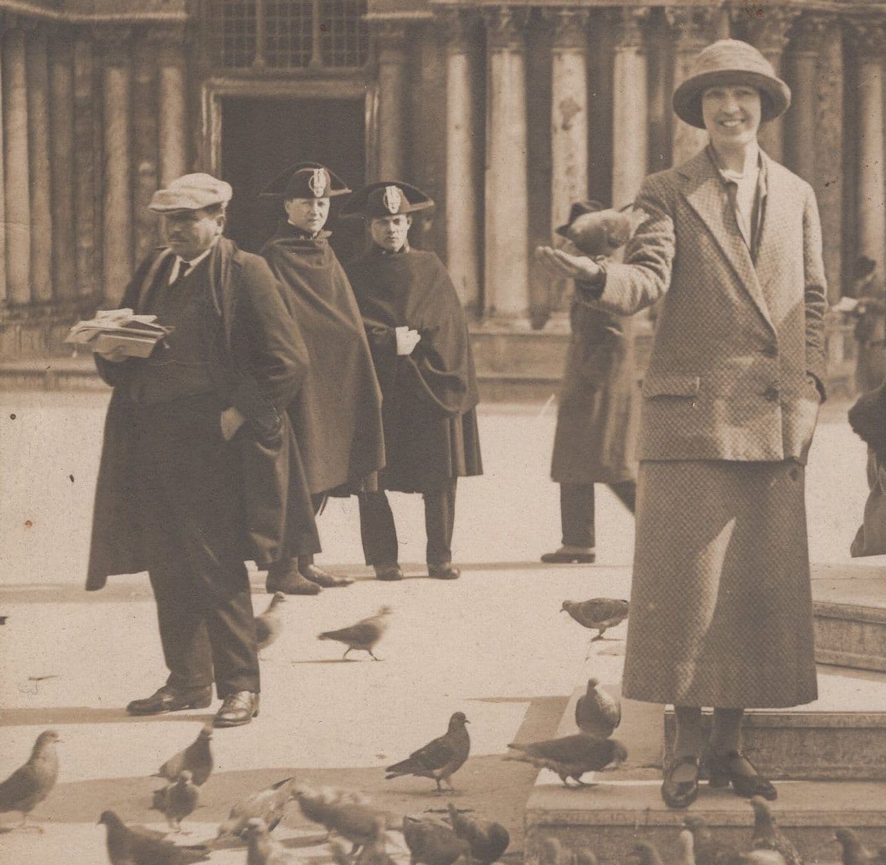 French Police Officers Watching Bird Tamers France Old Postcard