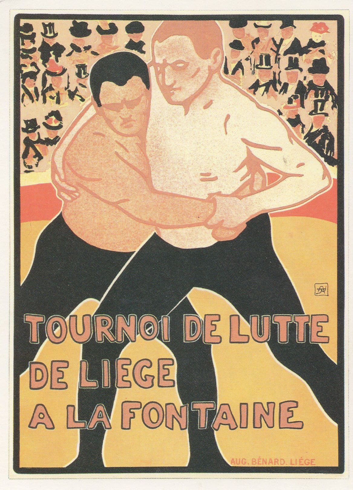 French Wrestling Strongman Sumo Poster Advertising Postcard